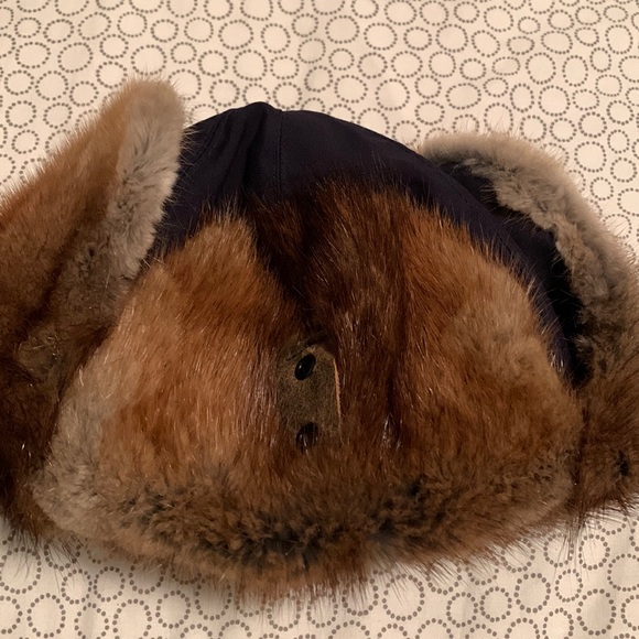 LOGISTIK NATURAL MUSKRAT FUR JOCKEY TROOPER HAT - Picture 1 of 3